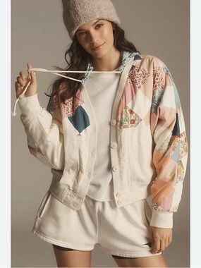 Anthropologie Daily Practice Main Event Jacket Patchwork Button Up Size XS